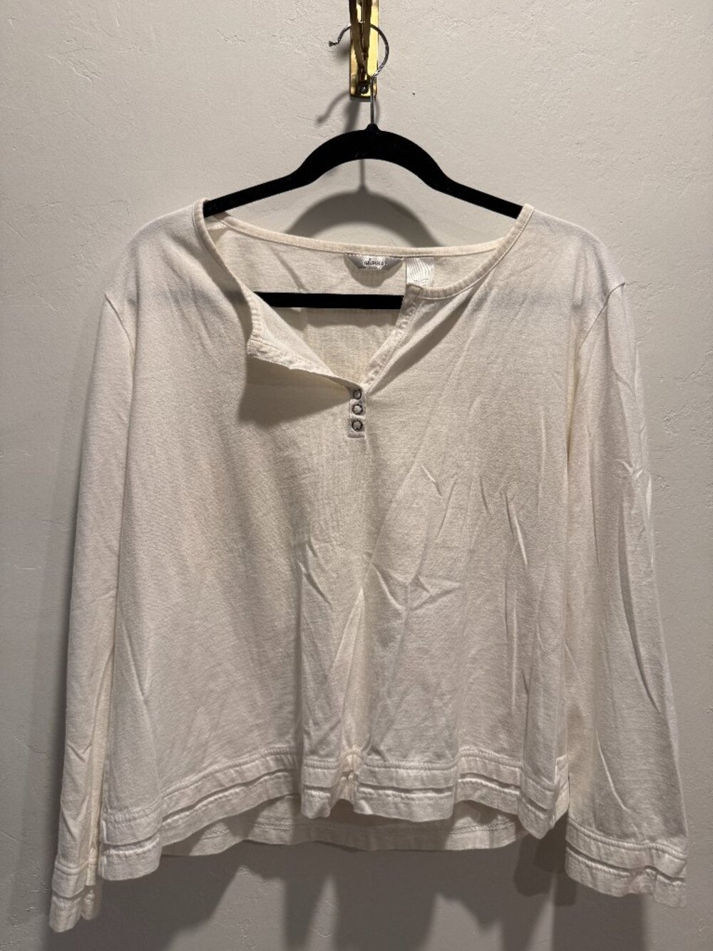 Vintage Adonna 100% Cotton White Henley Top Size XL